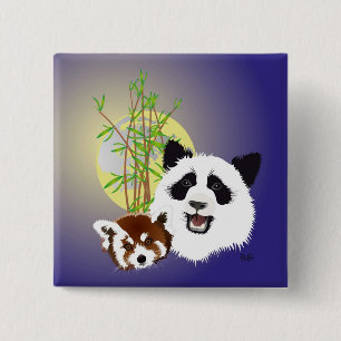 Bóton Quadrado 5.08cm Panda encontro Button