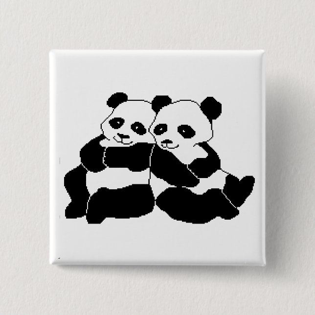 Bóton Quadrado 5.08cm Pandas (Frente)