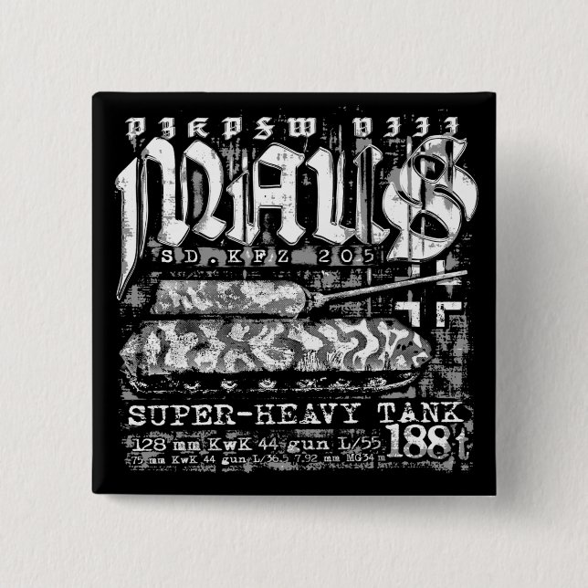 Bóton Quadrado 5.08cm Panzer VIII Maus (Frente)