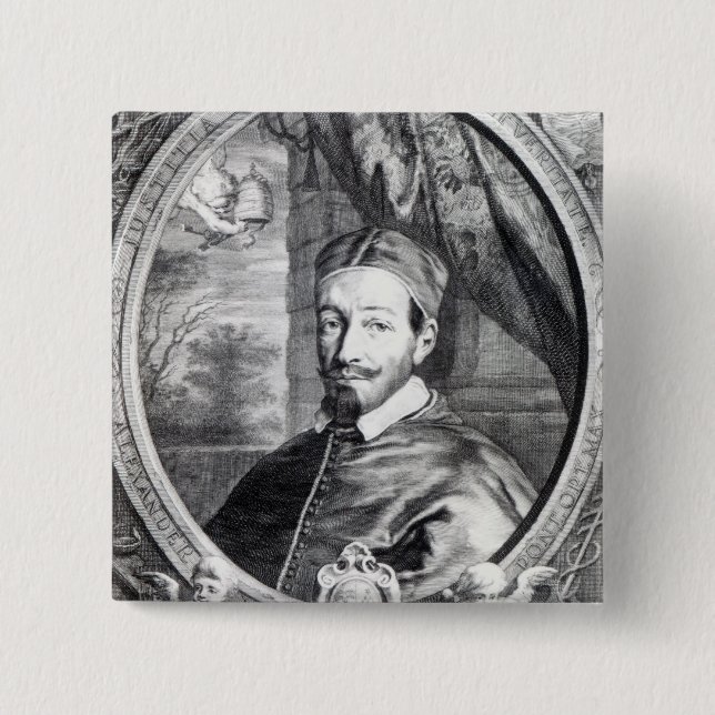 Bóton Quadrado 5.08cm Papa Alexander VII (Frente)