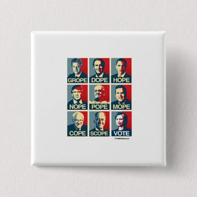 Bóton Quadrado 5.08cm Papa Mope Lidar Espaço Voto de Nope da esperança (Frente)