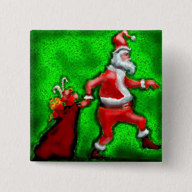 Bóton Quadrado 5.08cm Papai Noel (Frente)