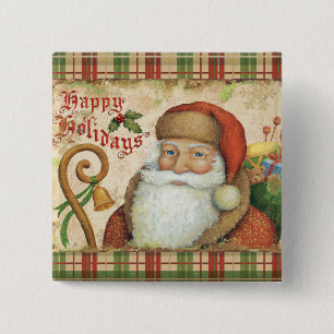 Bóton Quadrado 5.08cm Papai Noel com presentes