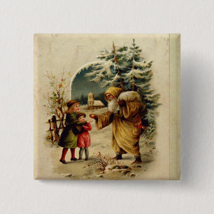 Bóton Quadrado 5.08cm Papai noel do Victorian