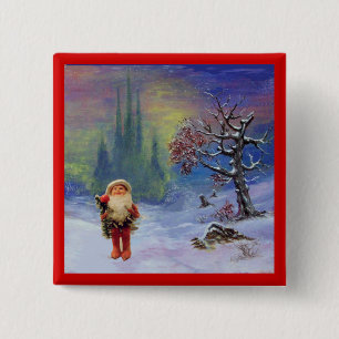 BÓTON QUADRADO 5.08CM PAPAI NOEL DOS GNOMOS