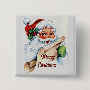 Bóton Quadrado 5.08cm Papais noeis com botão de lista