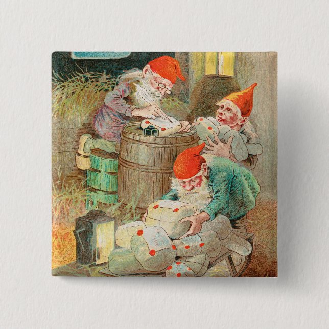 Bóton Quadrado 5.08cm Papais noeis de Natal suecos (por Jenny Nyström) (Frente)