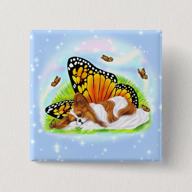 Bóton Quadrado 5.08cm Papillon Monarca Mística (Frente)