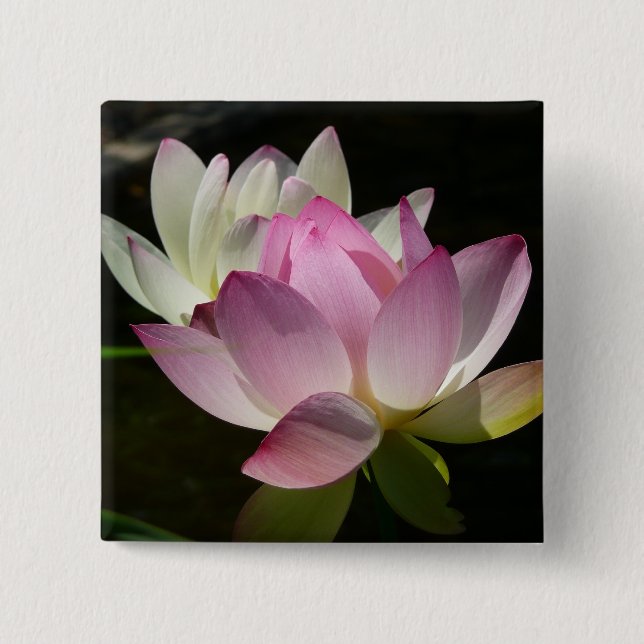 Bóton Quadrado 5.08cm Par de Flores de Lotus II (Frente)