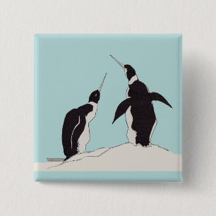 Bóton Quadrado 5.08cm par de pinguins
