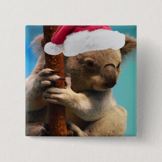Bóton Quadrado 5.08cm Para baixo sob o Koala do Natal