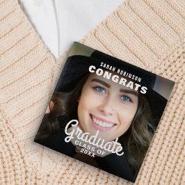 Bóton Quadrado 5.08cm Parabéns Graduado | Foto Graduação