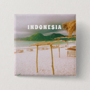 Bóton Quadrado 5.08cm Paraíso Tropical de Lombok Indonésia Impressão