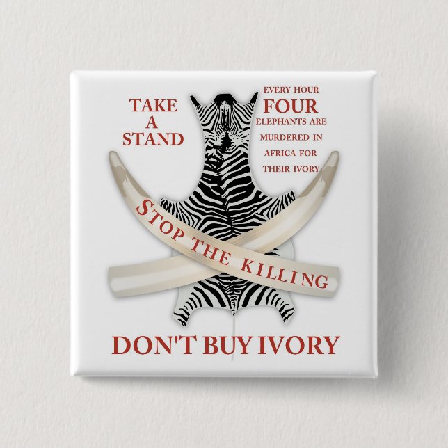 Bóton Quadrado 5.08cm parar a matança (Frente)