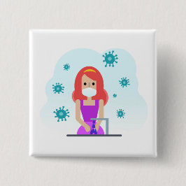 Bóton Quadrado 5.08cm Parar Germes