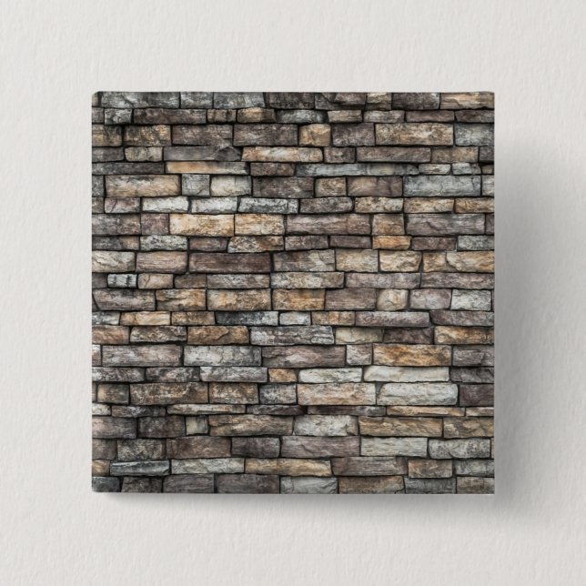 Bóton Quadrado 5.08cm Parede de Pedra da cinza (Frente)