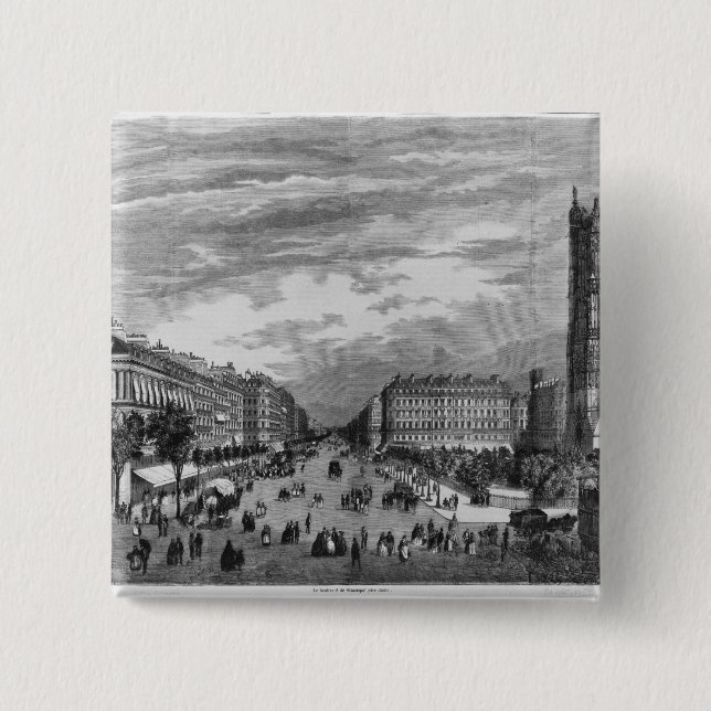 Bóton Quadrado 5.08cm Paris, bulevar de Sebastopol (Frente)