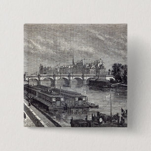 Bóton Quadrado 5.08cm Paris moderna: O Pont Neuf, 1845