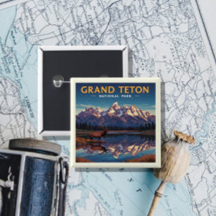 Bóton Quadrado 5.08cm Parque Nacional Vintage Grand Teton
