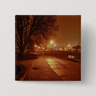 Bóton Quadrado 5.08cm Parque numa noite de nevoeiro decorado para o Nata
