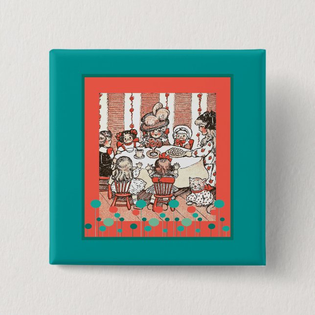 Bóton Quadrado 5.08cm Partido da boneca (Frente)