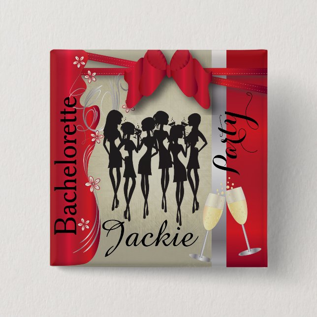 Bóton Quadrado 5.08cm Partido das Meninas Vermelhas e Silvosas (Frente)