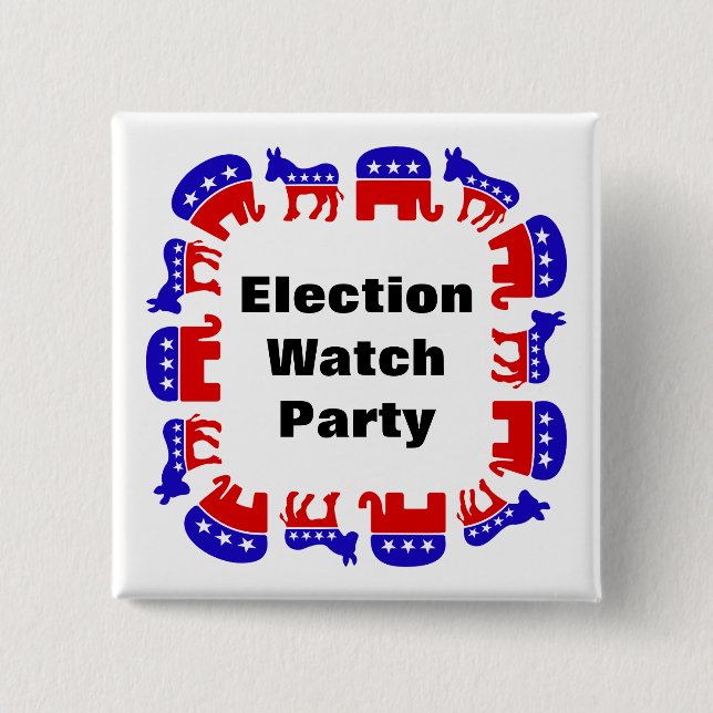 Bóton Quadrado 5.08cm Partido de Observação Eleitoral (Frente)