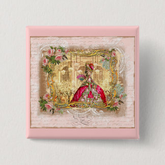 Bóton Quadrado 5.08cm Partido Marie Antonette Versailles Rosa