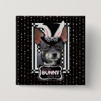 Bóton Quadrado 5.08cm Páscoa - algum coelho o ama - chihuahua
