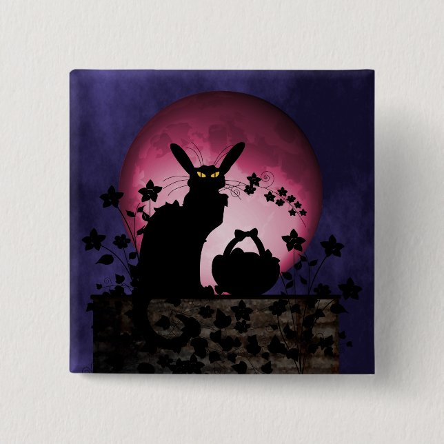 Bóton Quadrado 5.08cm Páscoa do Chat Noir (Frente)