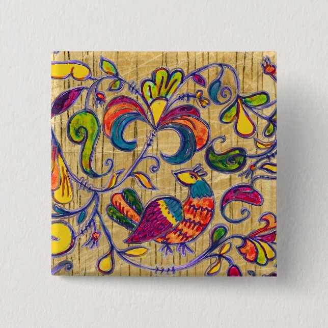 Bóton Quadrado 5.08cm Pássaro norte da Rússia (Frente)