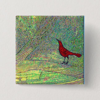 Bóton Quadrado 5.08cm Pássaro vermelho