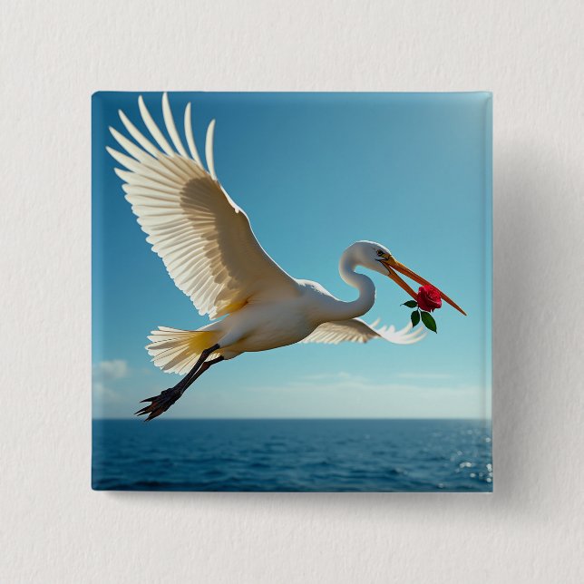 Bóton Quadrado 5.08cm Pássaro viajante (Frente)