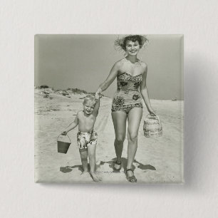 Bóton Quadrado 5.08cm Passeio da mãe e do filho