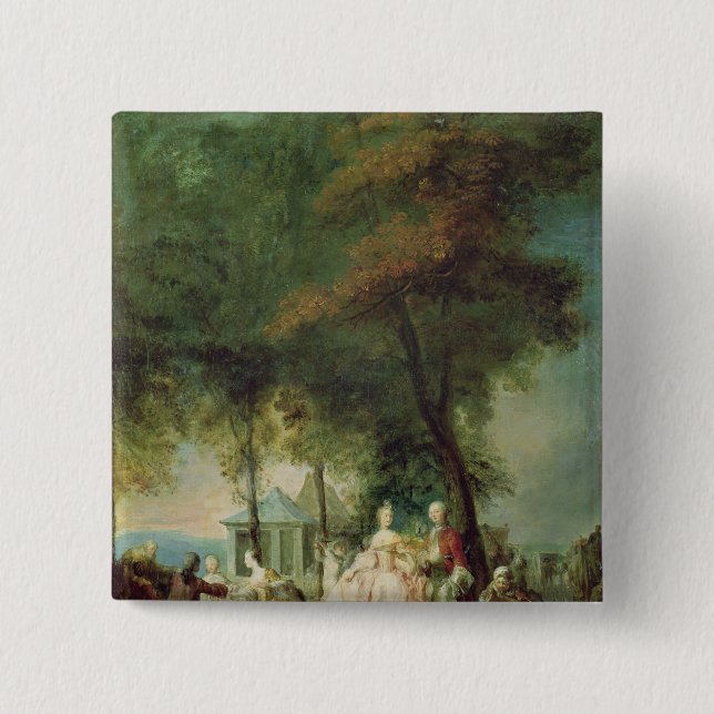 Bóton Quadrado 5.08cm Passeio em Longchamp, c.1760 (Frente)