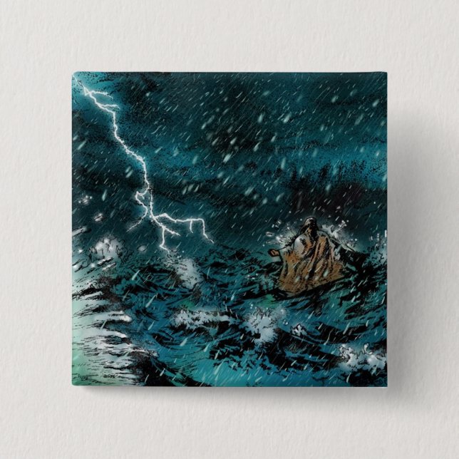 Bóton Quadrado 5.08cm passeio na água Jesus (Frente)