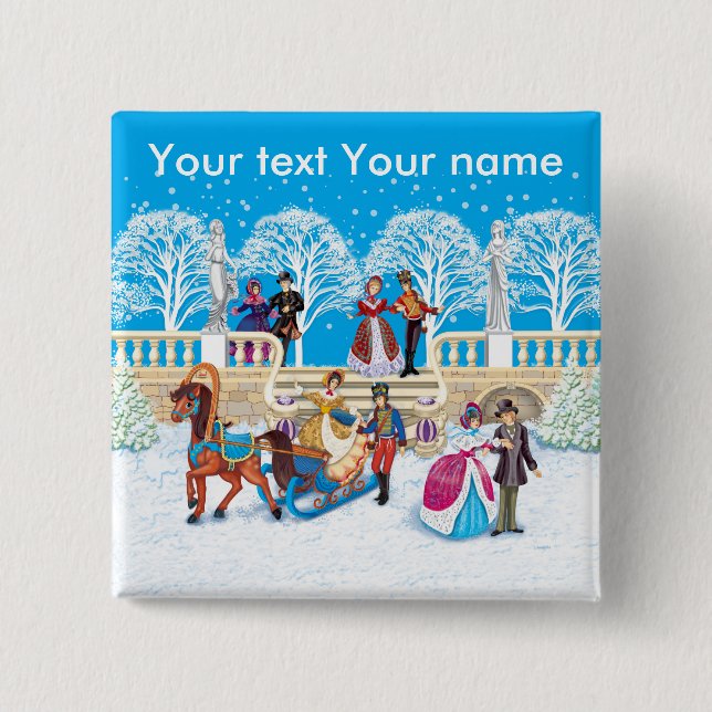 Bóton Quadrado 5.08cm Passo de inverno (Frente)