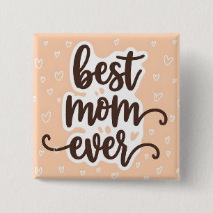 Bóton Quadrado 5.08cm Pastel Orange Best Mãe Alguma Vez Roteiro Hearts