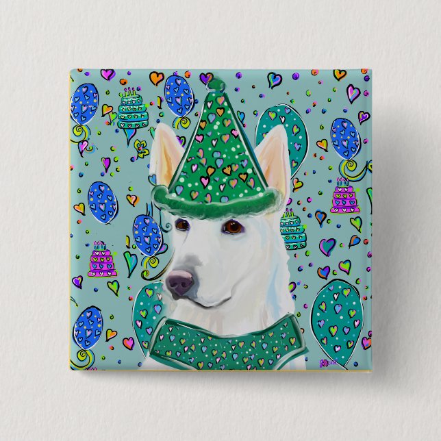 BÓTON QUADRADO 5.08CM PASTOR ALEMÃO (Frente)