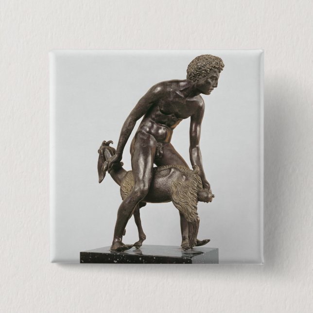 Bóton Quadrado 5.08cm Pastor que ordenha uma cabra (Frente)