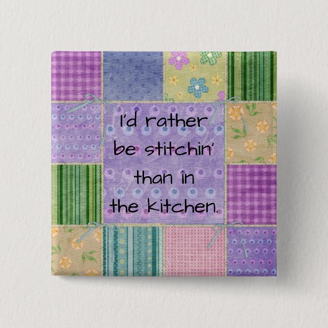 Bóton Quadrado 5.08cm Patchwork do país do Quilter (Frente)