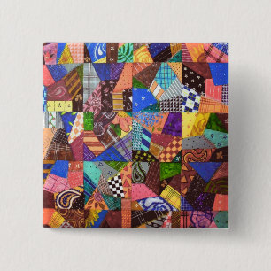 Bóton Quadrado 5.08cm Patchwork Quilt Art Geométrico Abstrato