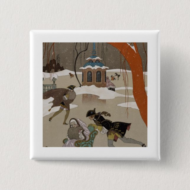 Bóton Quadrado 5.08cm Patinagem no gelo no lago congelado (Frente)