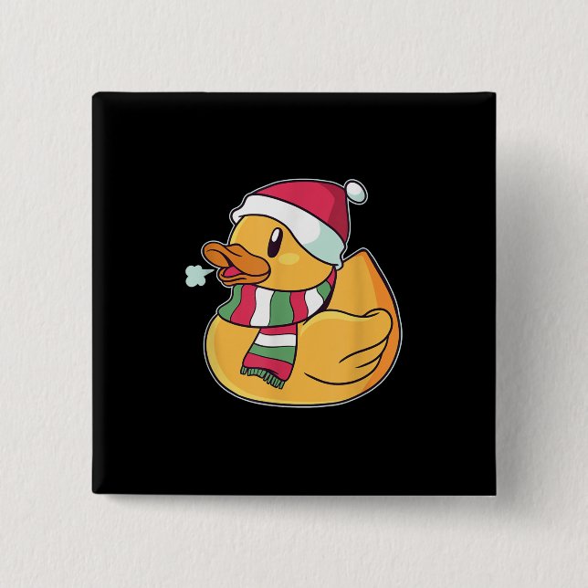Bóton Quadrado 5.08cm Pato Bonito Natal (Frente)