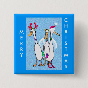 Bóton Quadrado 5.08cm Patos de Natal