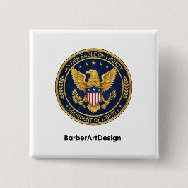 Bóton Quadrado 5.08cm Patriotic Barber Unity Shield - Professional Round