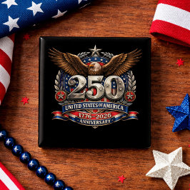 Bóton Quadrado 5.08cm Patriotic Silver Semiquincentennial Emblem