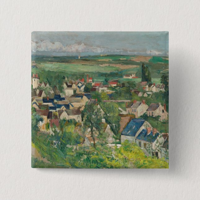 Bóton Quadrado 5.08cm Paul Cezanne - Auvers, Visão Panorâmica (Frente)