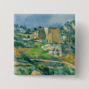 Bóton Quadrado 5.08cm Paul Cezanne - Casas em Provença, Vale do Riaux