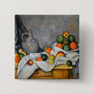 Bóton Quadrado 5.08cm Paul Cezanne - Cortina, Jarro e Fruteira